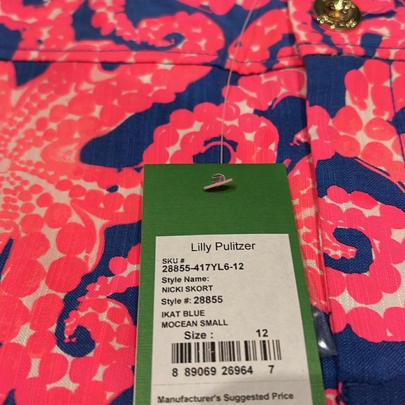 Lilly Pulitzer Nicki Skort Ikat Blue Mocean print size 12 NWT RARE - Picture 6 of 8